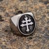 Классический перстень-печатка Лотарингского креста для мужчин, золото/цветная нержавеющая сталь, православный крест, мужское панк-байкерское украшение