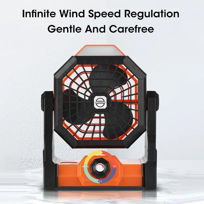 Вентилятор для кемпинга, 7800 мАч, со светодиодной подсветкой и крючком, перезаряжаемый настольный портативный циркулятор воздуха, беспроводные уличные вентиляторы для поездки в палатке на автомобиле