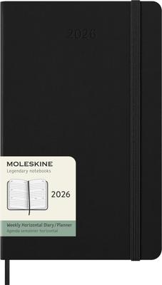 Планировщик Moleskine 2026, начало с января, 12-месячный еженедельный дневник, горизонтальный, большой формат (13см x 21см), Твердый переплет, Черный, DHB12WH3Y26