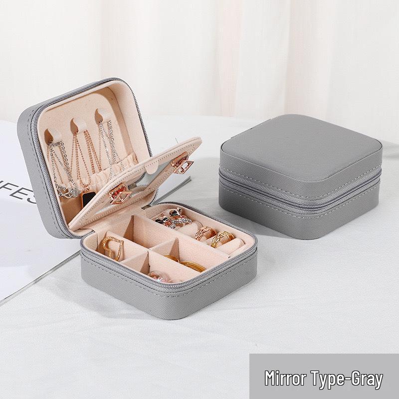 Дорожная шкатулка для украшений в корейском стиле с зеркалом для серег и колец