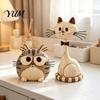 Handmade Resin Art for Garden Farmhouse Cat Figurine, Creative Country Style Animal Statue, Rustic Decorative Figurines Living Room Mouse Sculpture