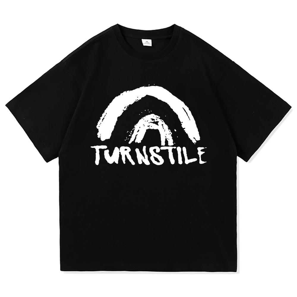 Turnstile Double Rainbow Tshirt 2025 Album Never Satisfied Mens Pure Cotton Tshirt Harajuku Highquality Retro Casual Tshirt