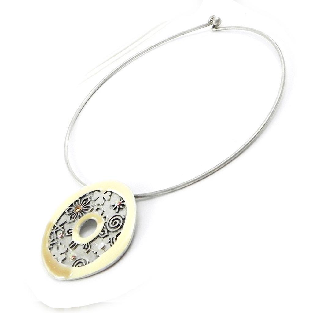 Les Trésors De Lily [E0662] — Дизайнерское колье «Гейша» бежевого цвета