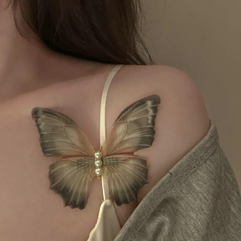 Элегантные сказочные двойные тюлевые заколки для волос с бабочкой в ​​виде бабочки для женщин и девочек, аксессуары, винтажные корейские заколки для волос