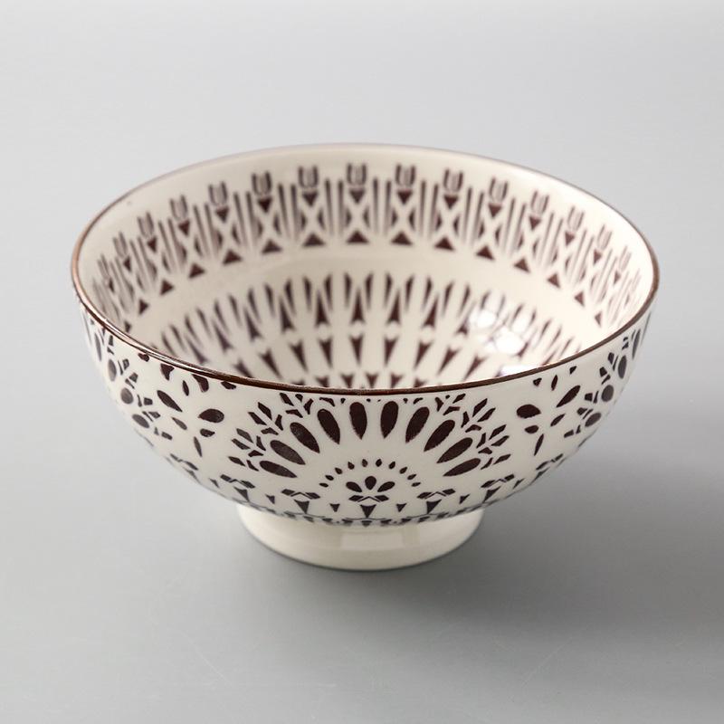 Японская 6-дюймовая миска для лапши, керамическая, подглазурная, на высокой ножке, салатница для дома, рамен