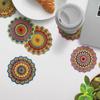 Набор из 6 сосновых подставок с мандалой диаметром 4 дюйма, уникальный дизайн ручной работы в форме цветка диаметром 10 см