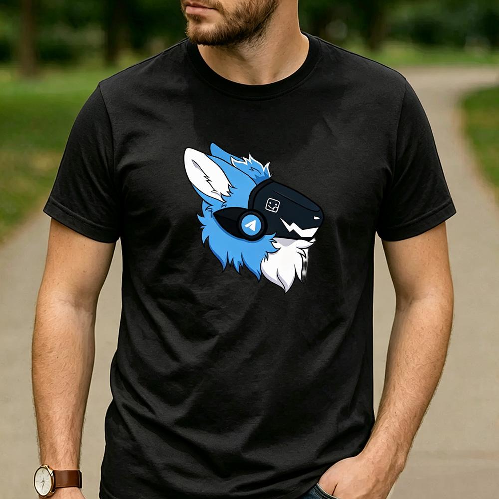 Bright Blue Fluff Protogen Arrow Ear Graphic T Shirt Unisex Crew Neck Short Sleeve Fandom Fan Holiday Gift Top
