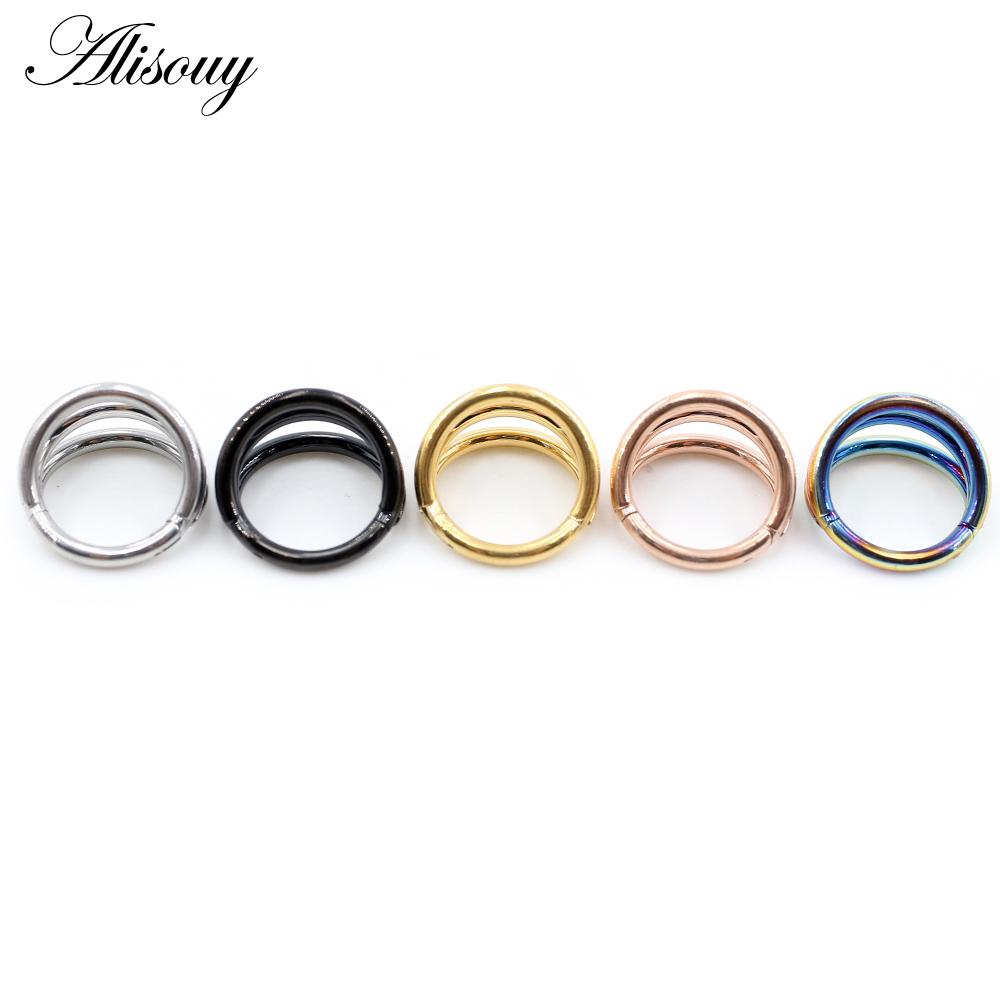 Alisouy 1 шт. Трехслойные серьги для хряща из нержавеющей стали 316L с шарнирным пирсингом для перегородки носа, кольца-кликеры, сегментные кольца