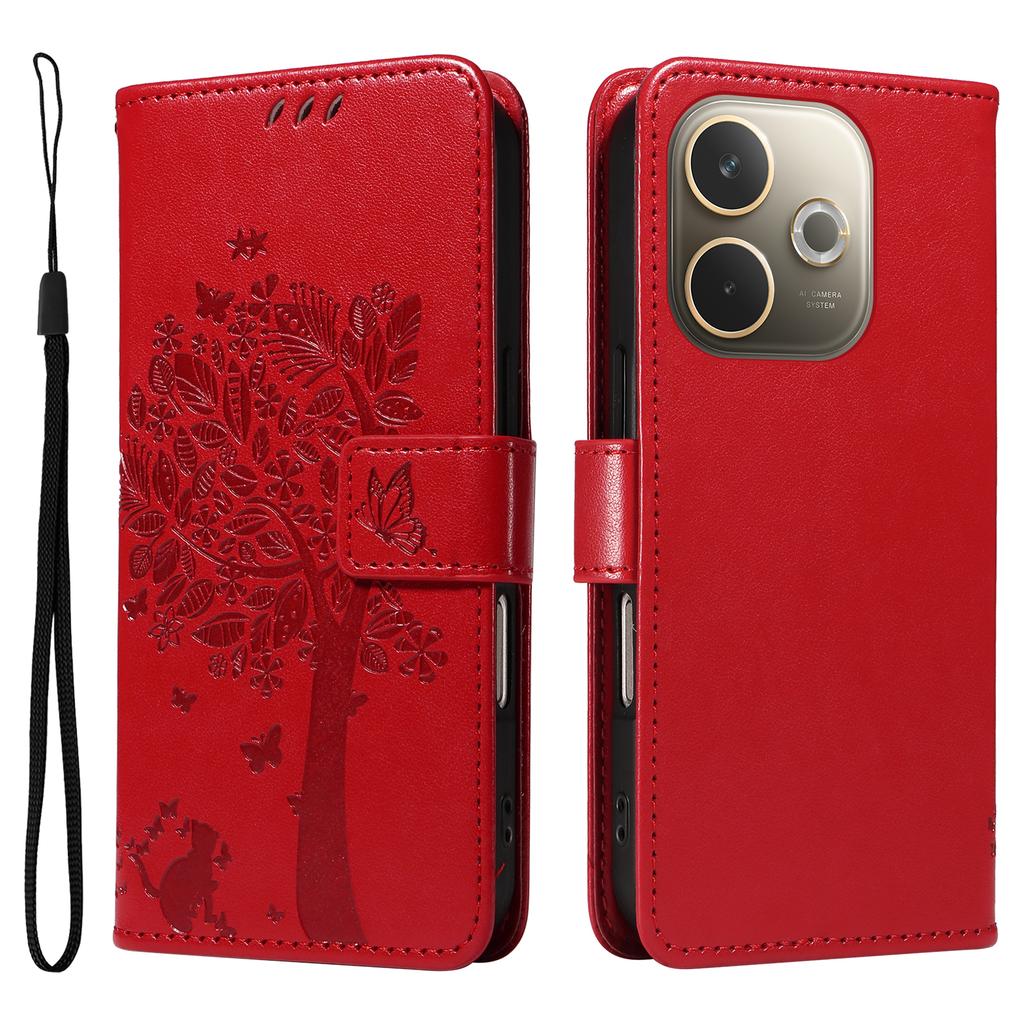 For Oppo A5 Energy 5G (China)/Oppo A5 Pro 4G (Global) Phone Case with Stand Cat Tree Pattern Leather Wallet Mobile Cover