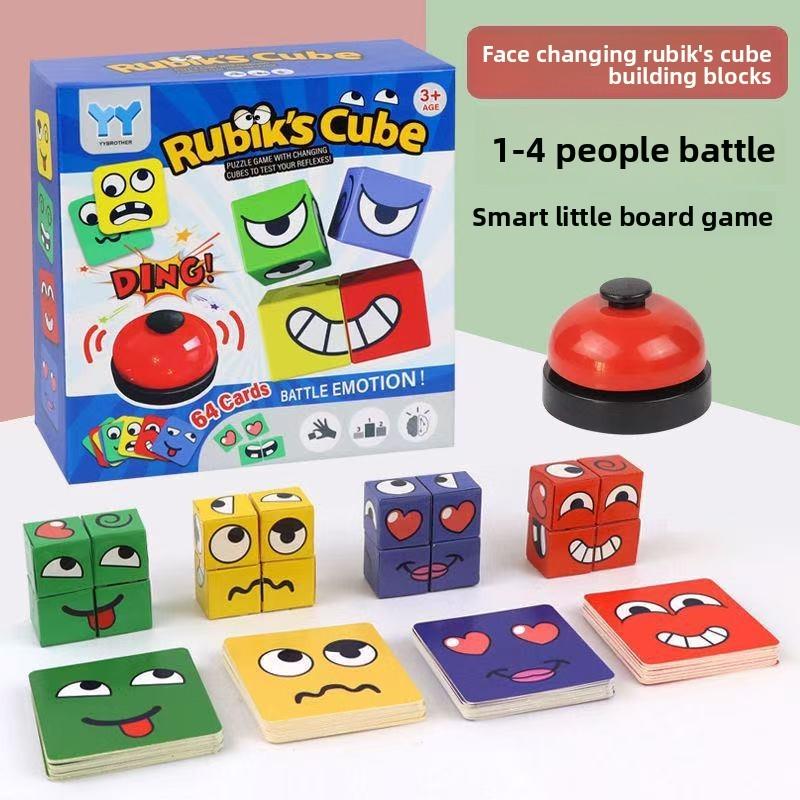 Classic Childrens Rubiks Cube Interactive Puzzle Toy With Expressive Face Blocks For Parentchild Play