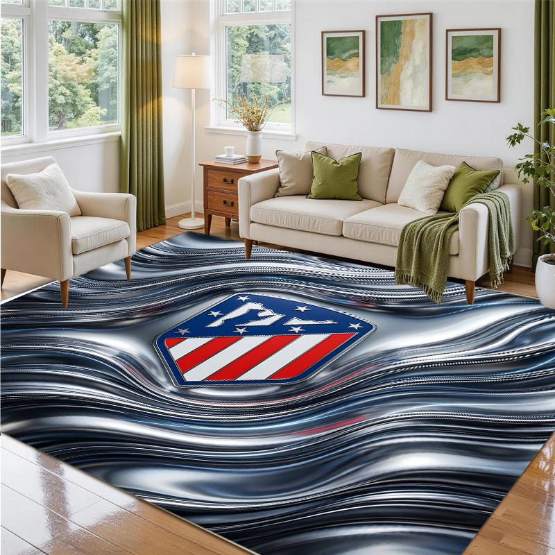 Atletico Madrid Design Crystal Velvet Rug Soft Decorative Mat for Bedroom Entrance