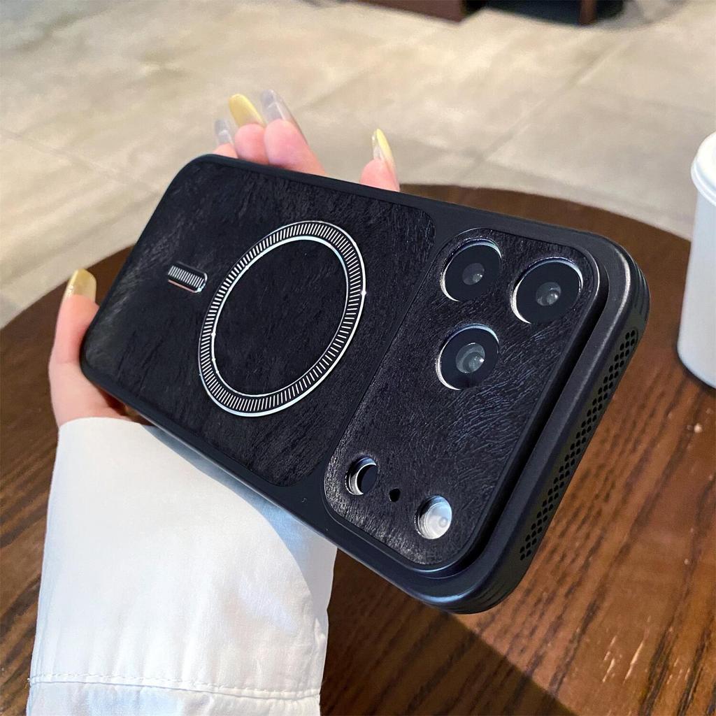Роскошная модная кожаная текстура Для Magsafe Магнитный чехол для телефона Для iPhone 17 16 15 14 Pro Max Защита объектива Ударопрочный чехол