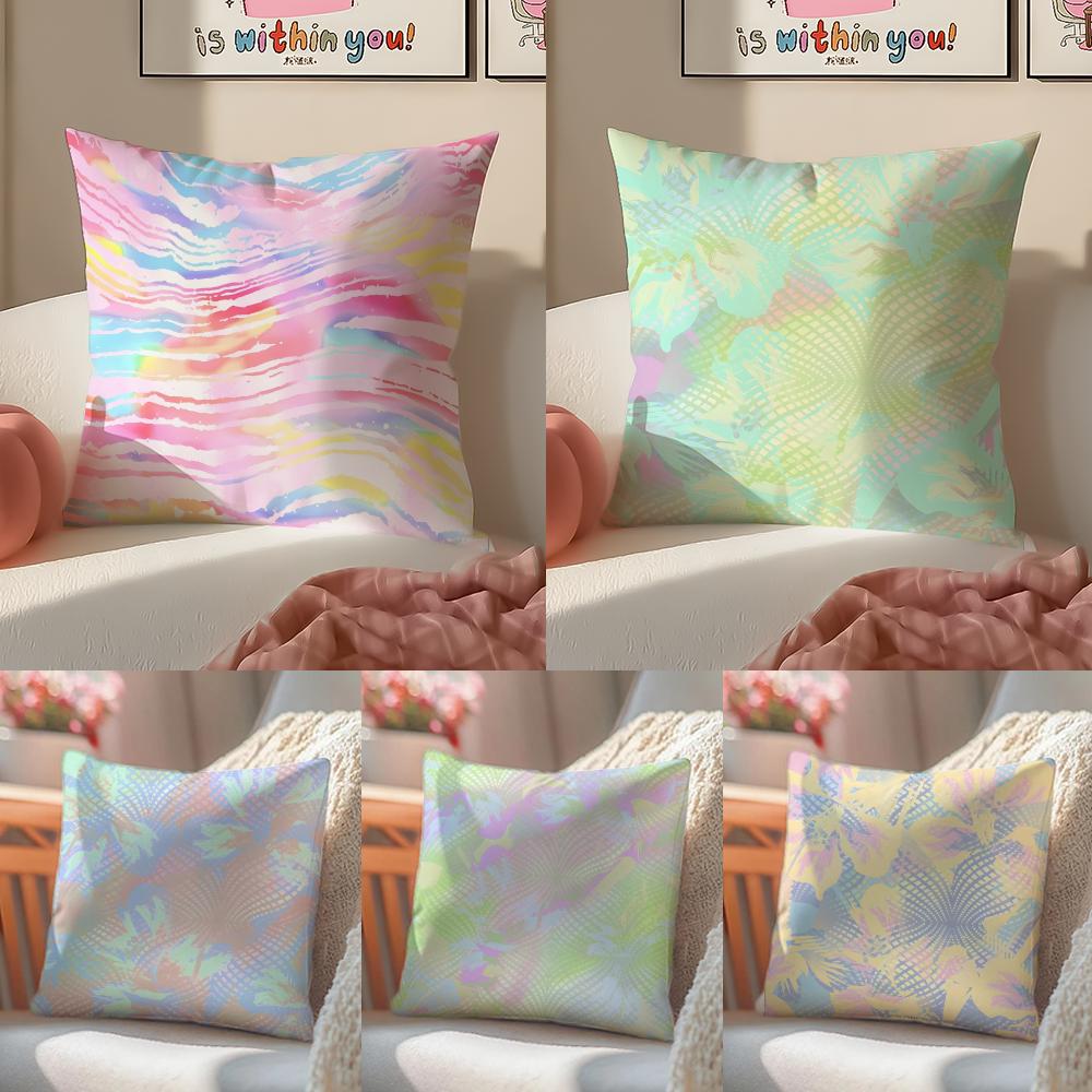 Abstract Trippy Colorful Art Psychedelic Texture Cushion Cover Pillowcase Short Plush Invisible zipper Room Sofa Cushion Cover