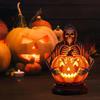 Halloween Pumpkin Light Resin Skeleton Ghost Witch Pumpkin Lantern Gothic Curved Pumpkin Night Light for Home Tabletop Desk Decor