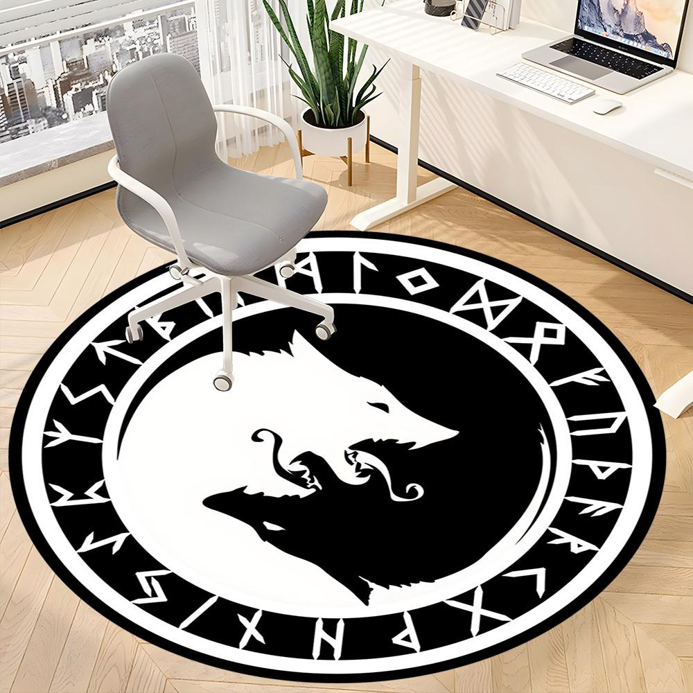 1pc Wolf Office Round Area Rug, Under Office Chairs Bedroom Living Room Home Decor, Room Deco, Available in Various Sizes