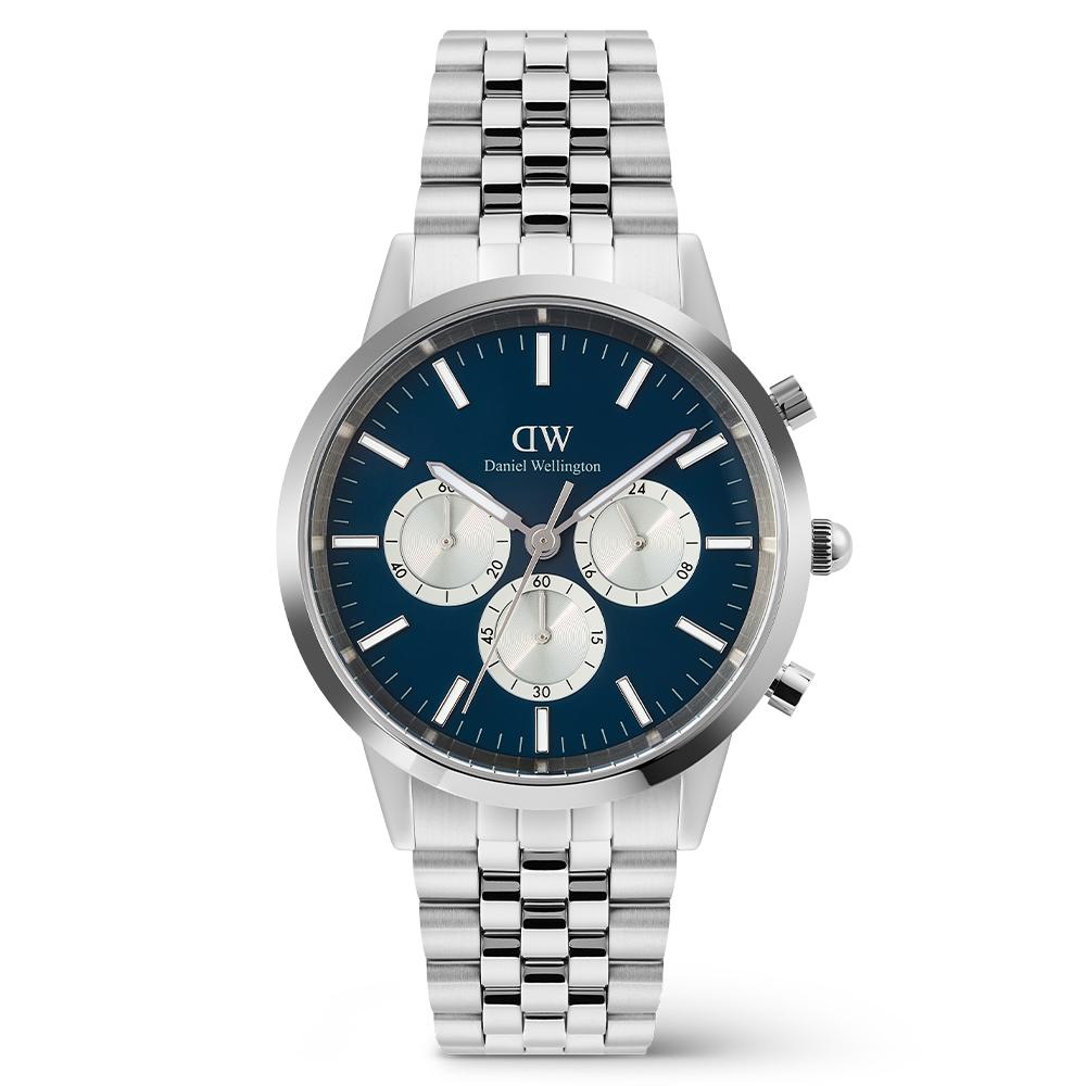 Danielwellingteon Iconic Chronograph Link Blue Dial Chronograph Classic Metal Watch