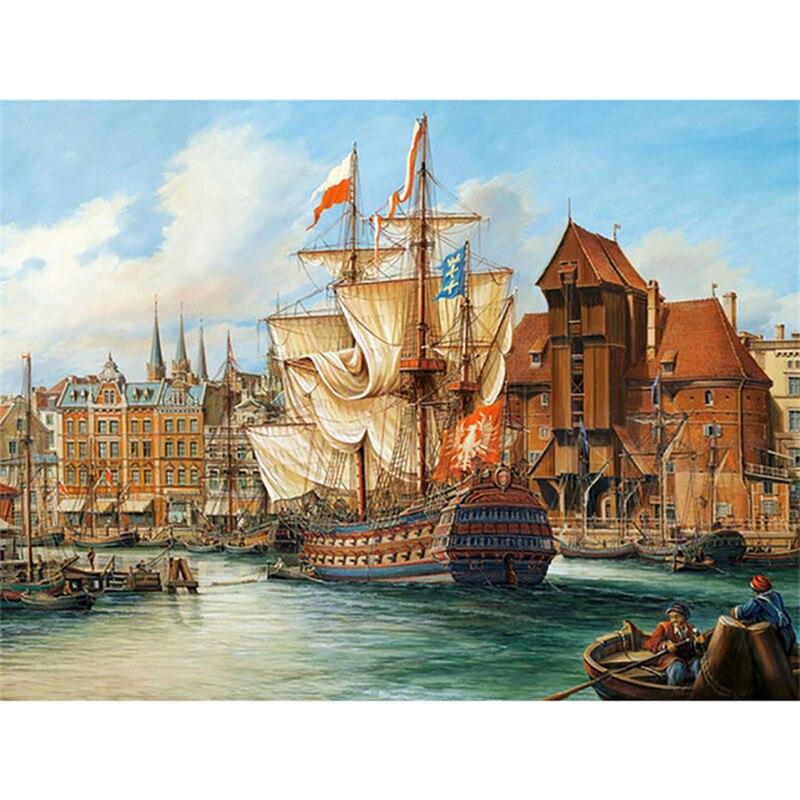 DIY 5D алмазная живопись Парусник Алмазная вышивка вид на море вышивка крестиком полная круглая дрель домашний декор ручной художественный подарок