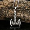 Vintage European and American Men's Hip-hop Fashion Stainless Steel Necklace Viking Personality Double-sided Axe Titanium Steel Pendant Jewelry Women