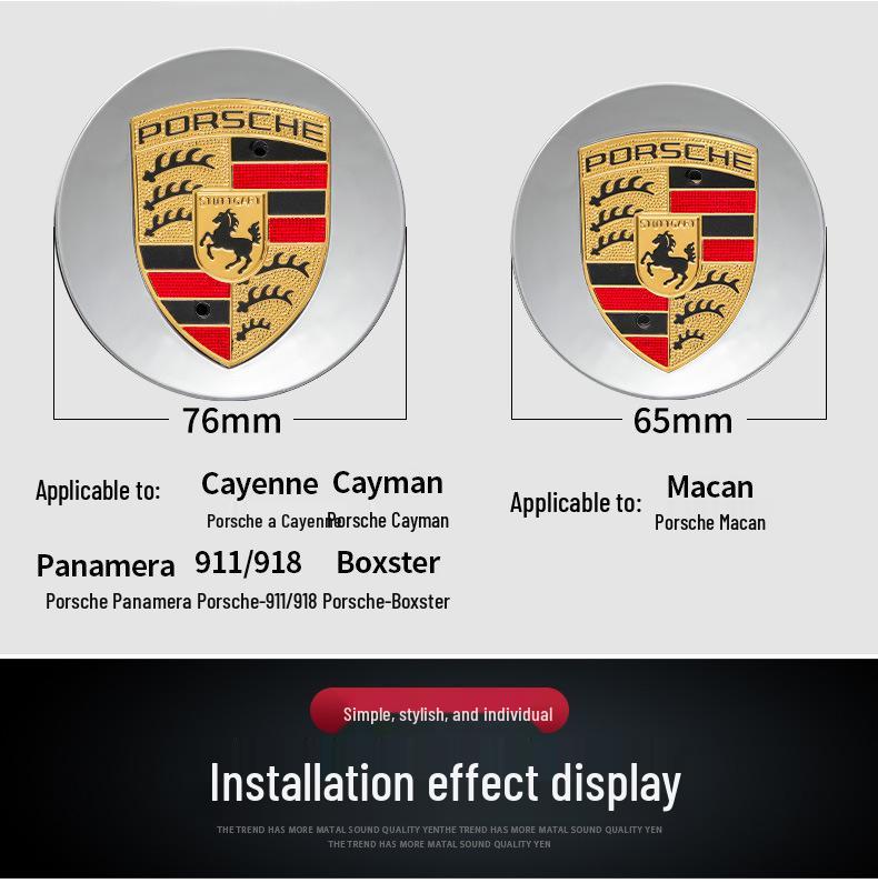 Совместимые колпачки на диски Porsche для Cayenne, 911, Panamera, Macan - Цветной логотип, Центральные колпачки на шины