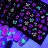 30 Sheets/Set 3D Glow In The Dark Neon Nail Stickers Glittery Glossy Self-Adhesive Nail Decorations With Butterfly Love Heart