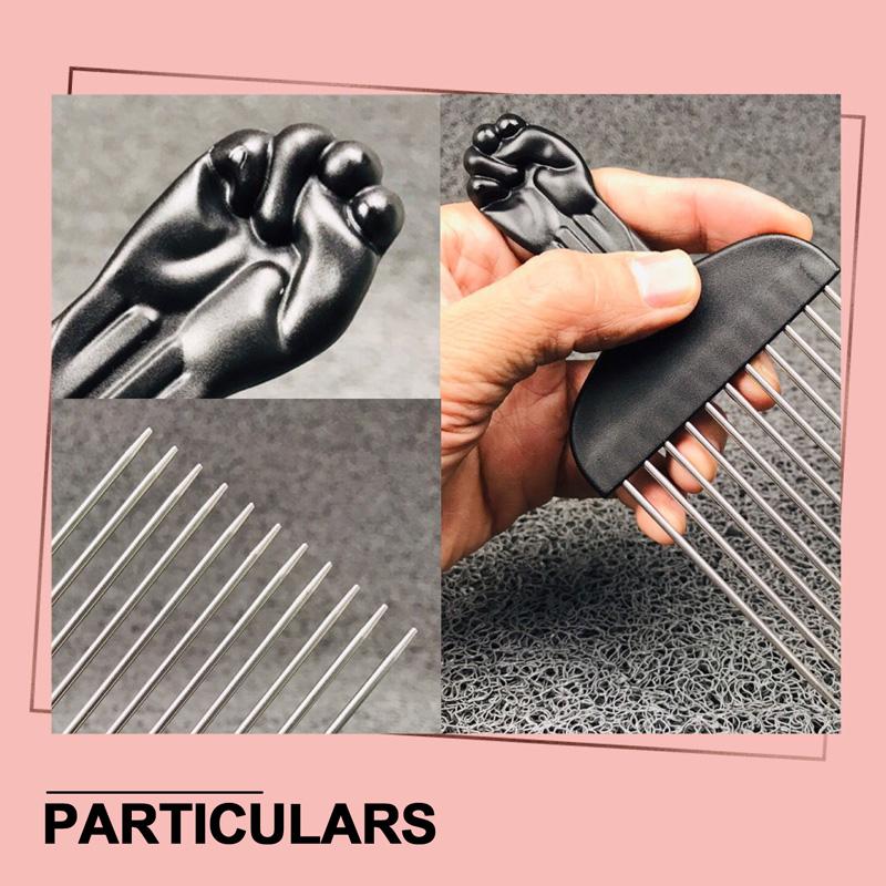 Широкие зубы в форме кулака, черная ручка, расческа для волос в стиле афро, металлическая салонная расческа, металлические зубцы для вьющихся волос