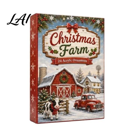 Advent Calendar for Girls Boys 2026 Christmas Farm Calendar 24 Day Countdown Box with 2D Acrylic Animal Ornaments Festive Tree Hanging Decor Holiday