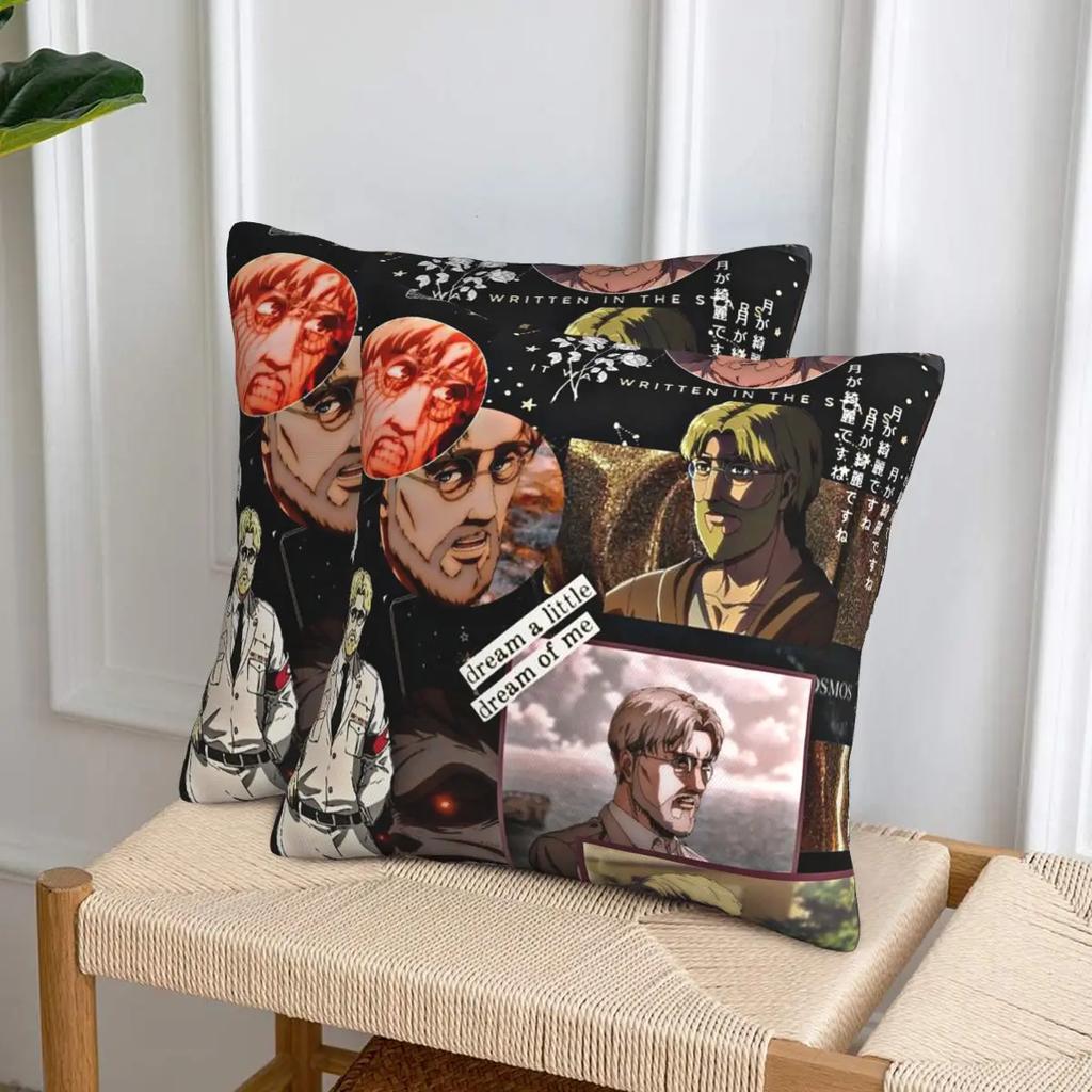Anime Attack On Titan Zeke Yeager 2 Pcs Square Pillowcase Pillow Cover Cushion Zip Decorative Comfort Throw Pillow For Home