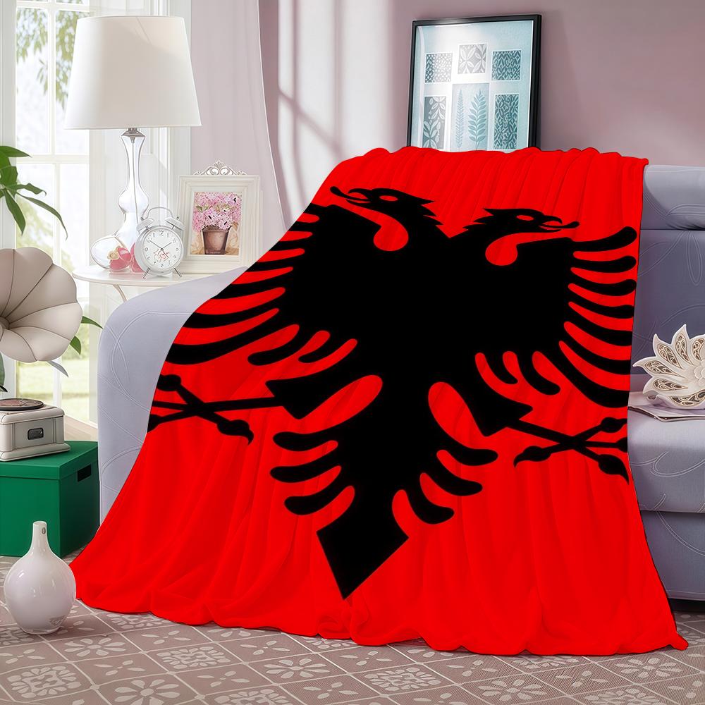 Флаг страны А Албания Плед для дивана Офиса Кровати Самолета Путешествий Сна Чтения Отдыха Кемпинга Мягкий и Теплый
