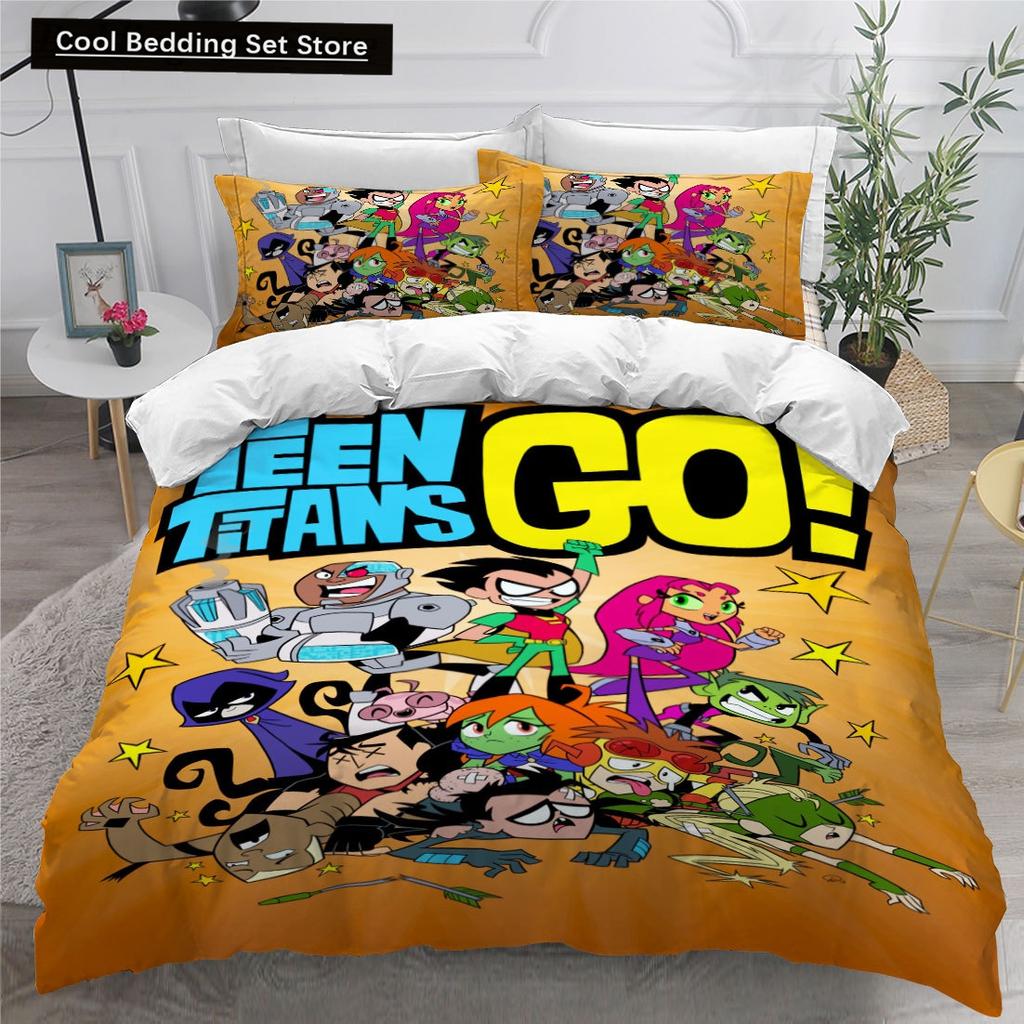 Комплект постельного белья Teen Titans Go Single Twin Full Queen King Size Anime Bed Set Aldult Kid Bedroom Duvetcover Sets 3D Print 014