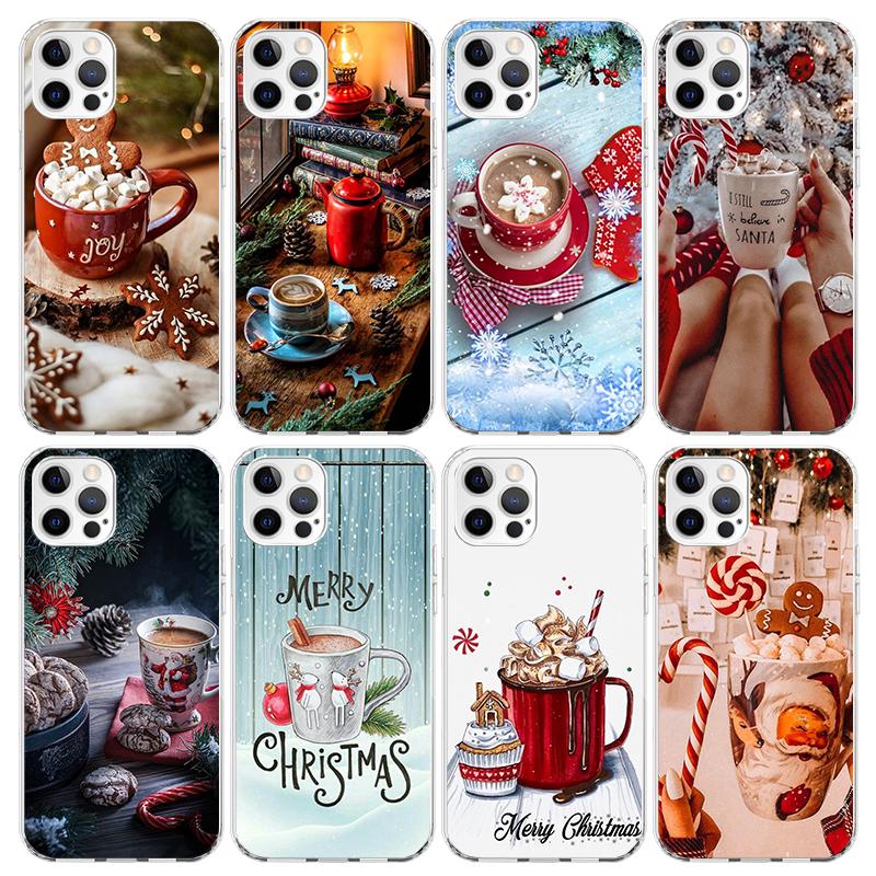 Winter Coffee Christmas Phone Case For iPhone 17 Air 16 15 Pro Max 14 Plus 13 Mini 12 11 Cover 7 8 SE Silicone Shell Print Funda