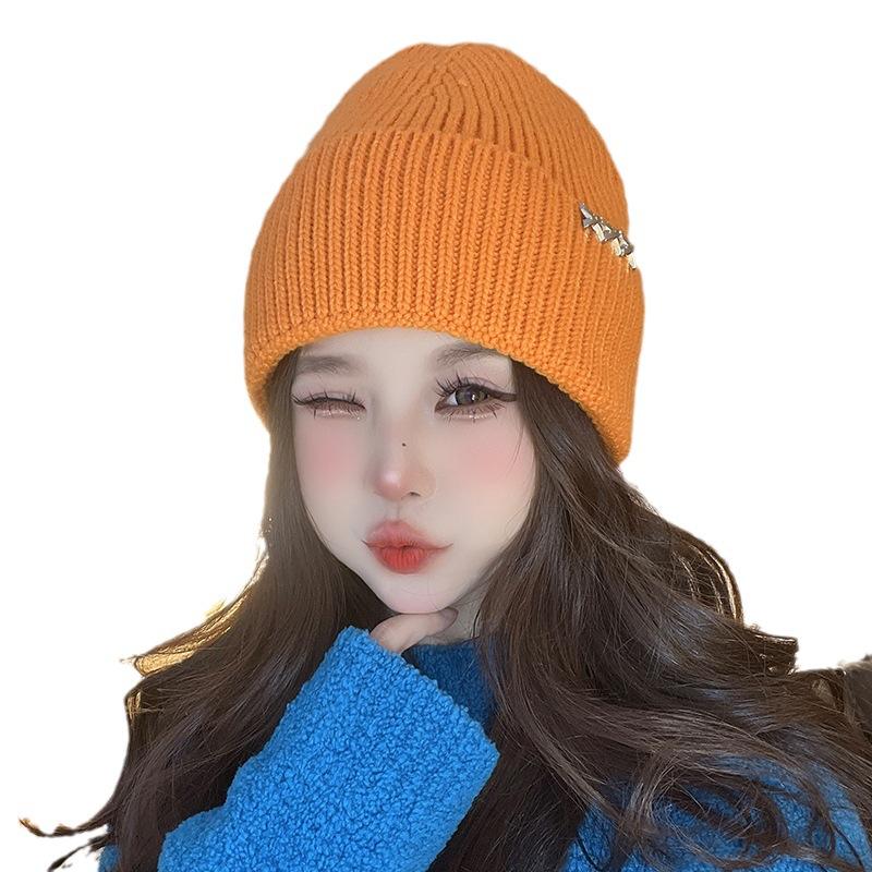 Women's Autumn and Winter Korean Style Versatile Face Showing Small Knitted Hat Japanese Big Head Circumference Warm Ear Protection Hat Women's Hat