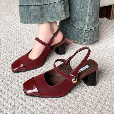 Модные туфли Мэри Джейн на квадратном каблуке, с квадратным носком, на среднем каблуке, балетки, весна/осень, однотонные, женская обувь, ремешок с пряжкой, модные женские сандалии