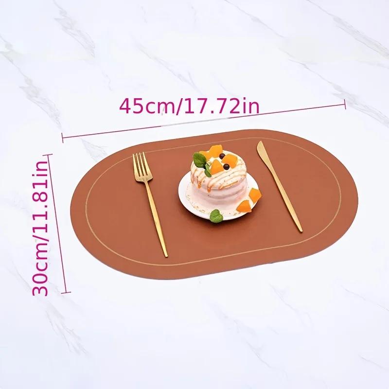 1/4/6pcs,PU Placemats,Dining Table Waterproof Non-Slip Table Mat,Heat Insulation Leather Place Mats Set,Nordic Style Cup Mat