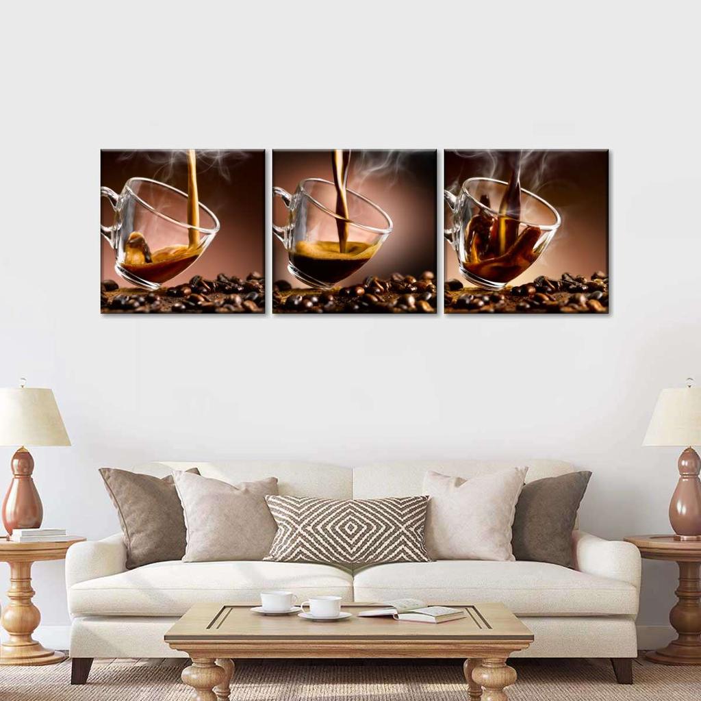 Винтажная картина на холсте Coffee Sensation Настенное искусство Горячие напитки Кофейные зерна Постеры и принты Кофейня Декор для стен в кафе Без рамки