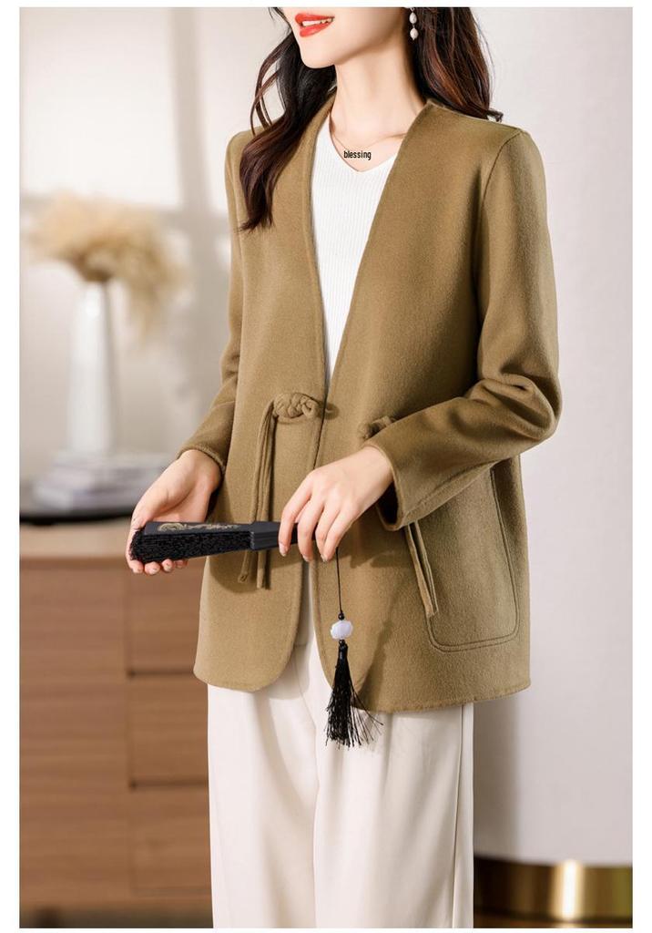 Women's Short Double-Sided Wool Coat - New Chinese Petite Autumn/Winter Style