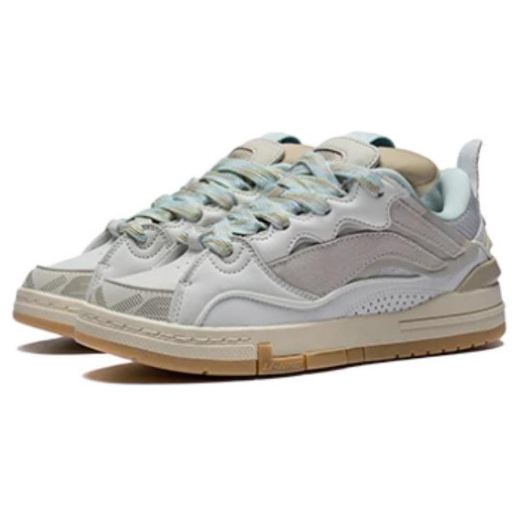 Li Ning Wave GOLDEN Удобные Нескользящие Износостойкие Низкие Скейтбордические Кроссовки Женские Белые Серые AECS074-3