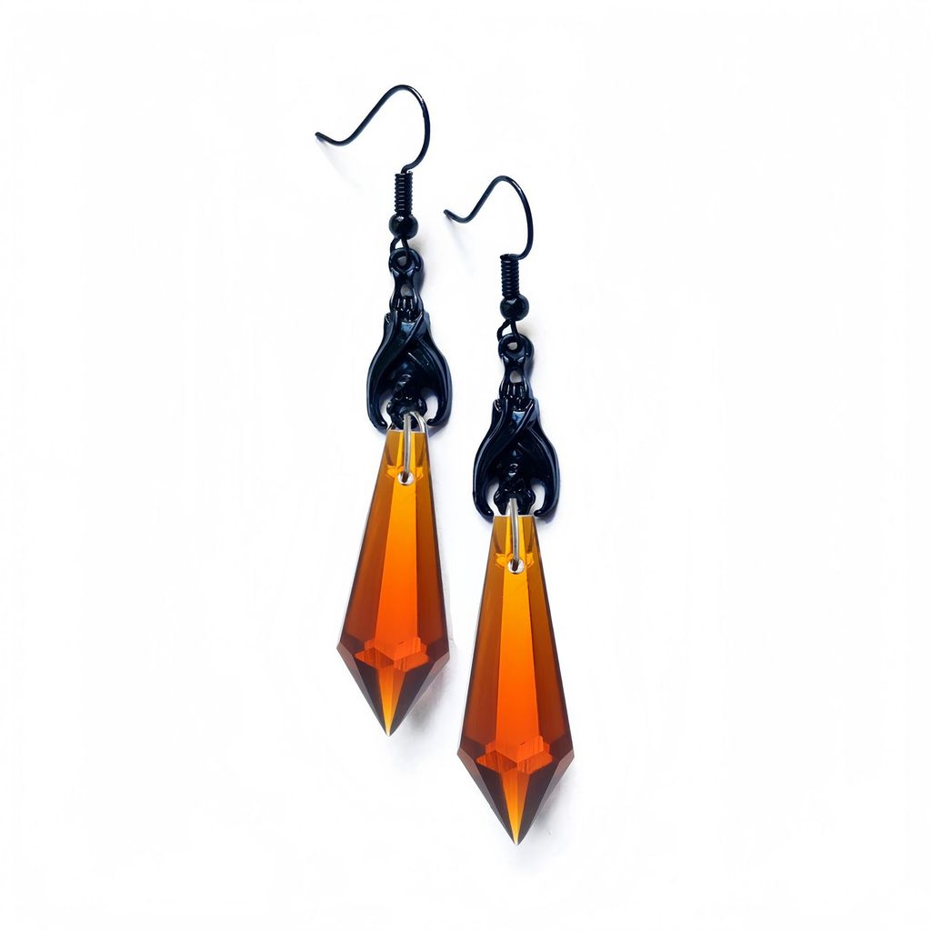 Gothic Style Bat Earrings With Red Tear Beads Handmade Alloy Dangle Jewelry For Women