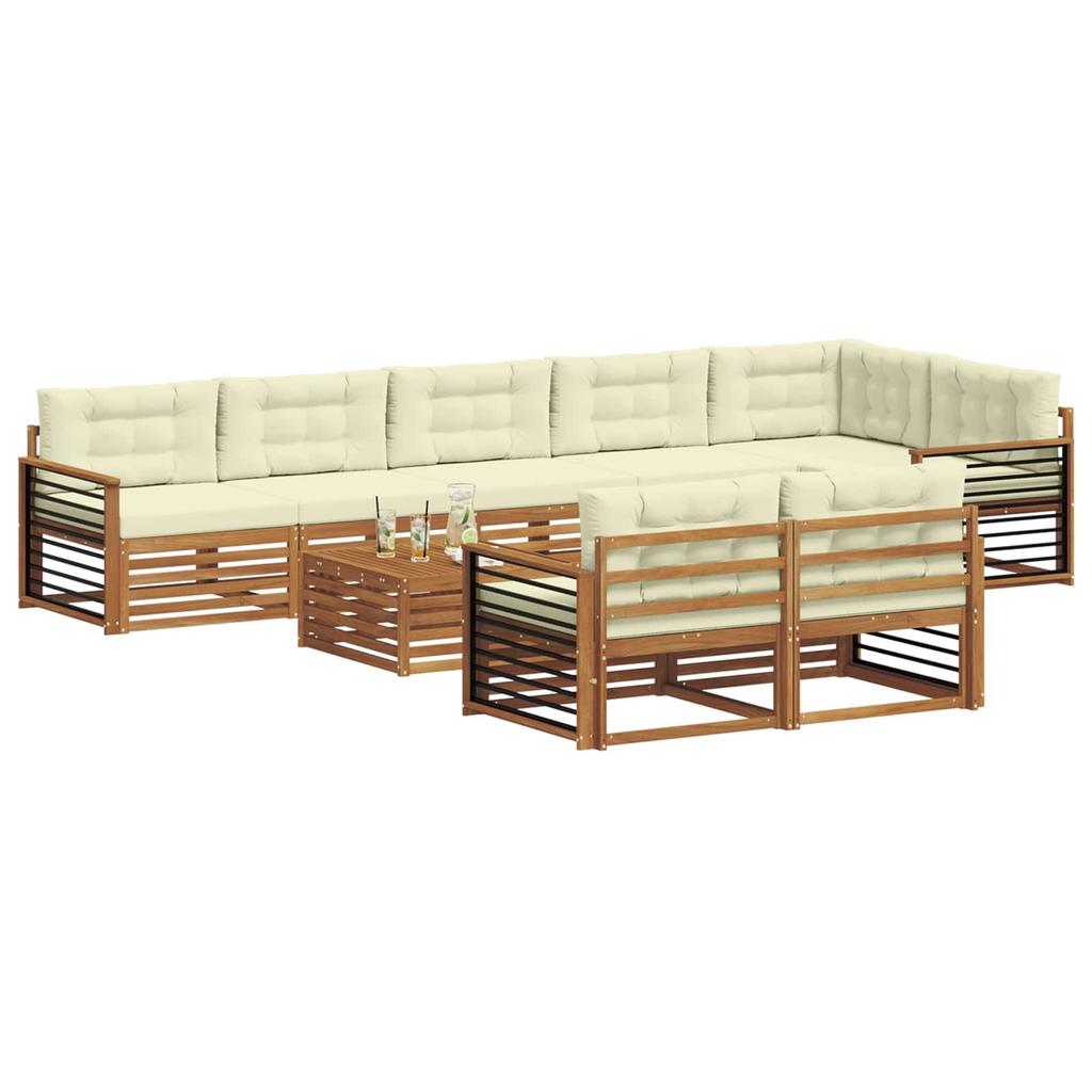 Outdoor Sofa Set with Cushions 9 pcs Natural and Cream