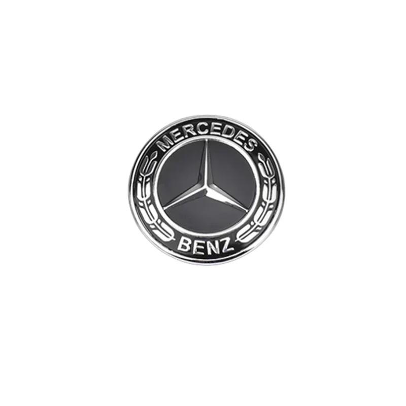 HGQ5   Car Front Engine Hood Emblem 42mm-Curved 38mm-Flat ABS Badge for Mercedes Benz C Class E Class C200 E260 E300L S400L Label