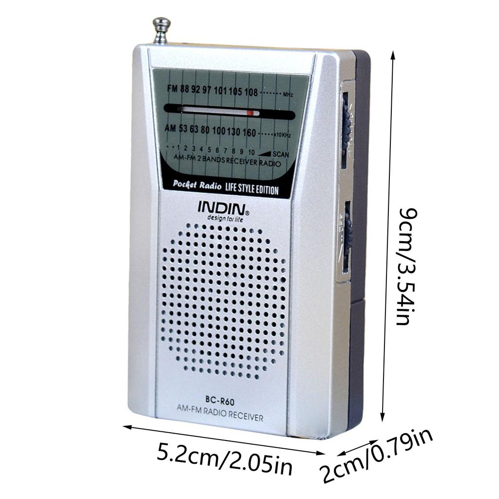 BC-R60 Портативный AM/FM-радиоприемник, карманный двухдиапазонный радиоплеер с антенной и встроенным динамиком для пожилых людей