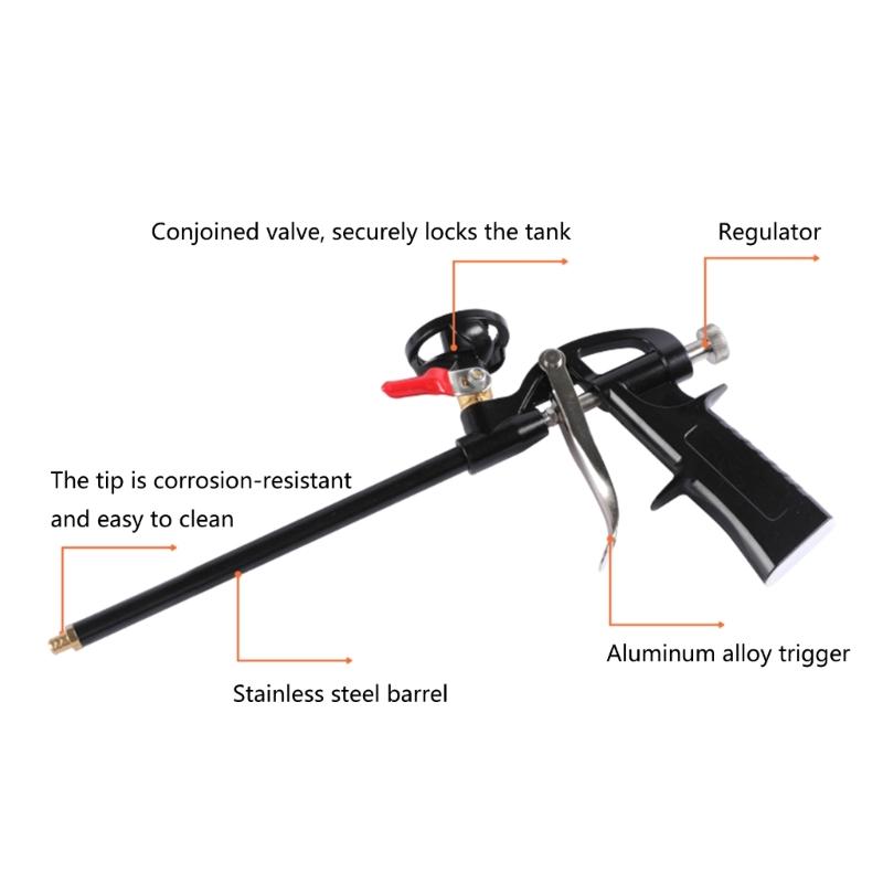 Foam Gun Foaming Gun Expanding Caulking Guns Metal Body Spray Application PTFE Non-Stick Coated Basket Metal Body