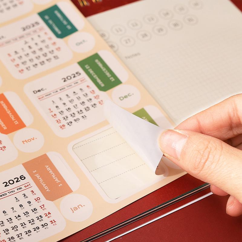 Ретро Водонепроницаемые Наклейки Календаря 2025 Года Наклейки-Индексы для Планера Журнала Закладки для Блокнота Наклейки-Этикетки для Ежедневника Канцелярские Товары Офис
