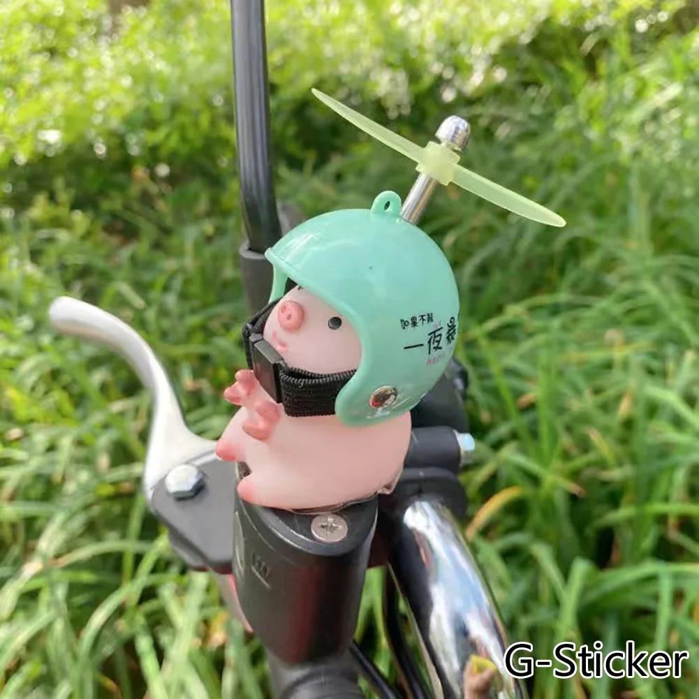 Car Cute Little Pink Pig With Helmet Propeller Wind-breaking Duck Road Bike Motor Helmet Riding Cycling Car Accessories Decor