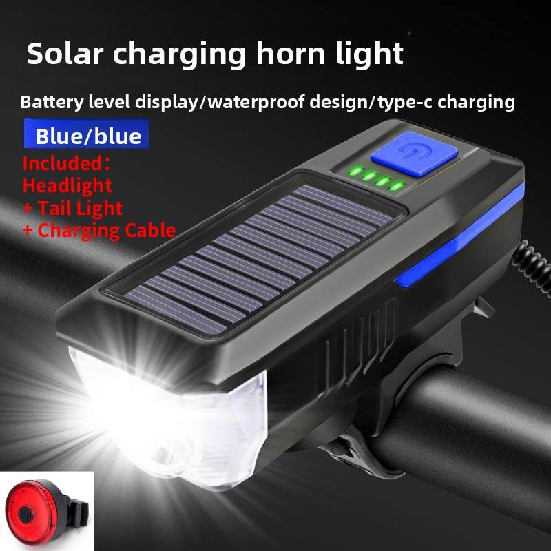 Bicycle Front Light With Solar Power And Usb Rechargeable Led For Night Cycling Safety