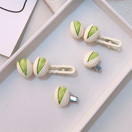 3 шт., заколки для волос для девочек, имитация ореха, декор, заколки для волос, работа одной рукой, реалистичная форма ореха, шпилька, дизайн, вдохновленный едой, аксессуар для волос