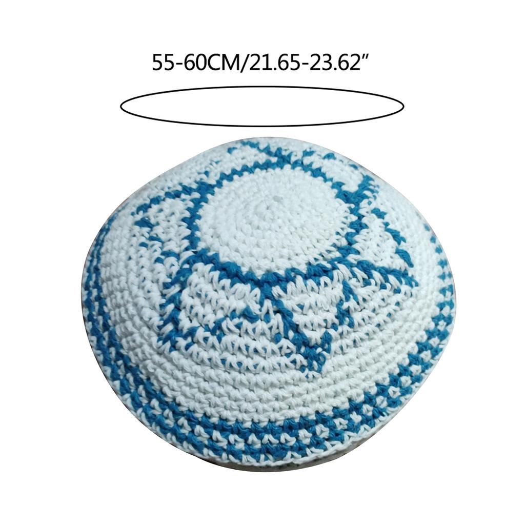 Flat Top Jewish Kippah Hat Embroidery White Yarmulke for Women Men Breathable Traditional Hat for Religious Observances