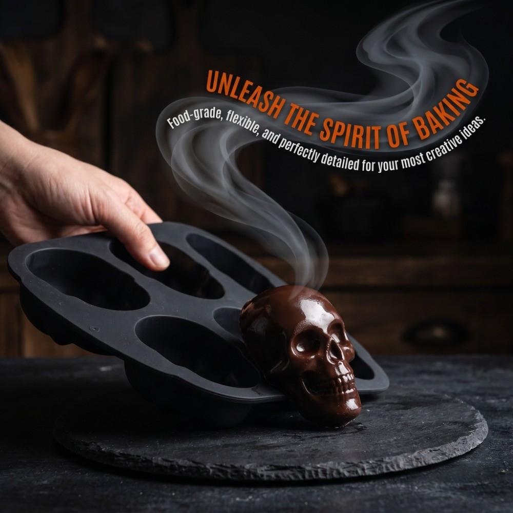 Elasticity Skeleton Head Cake Mold Food Grade Silicone Skull Baking Mold Skull Cake Pan  Halloween