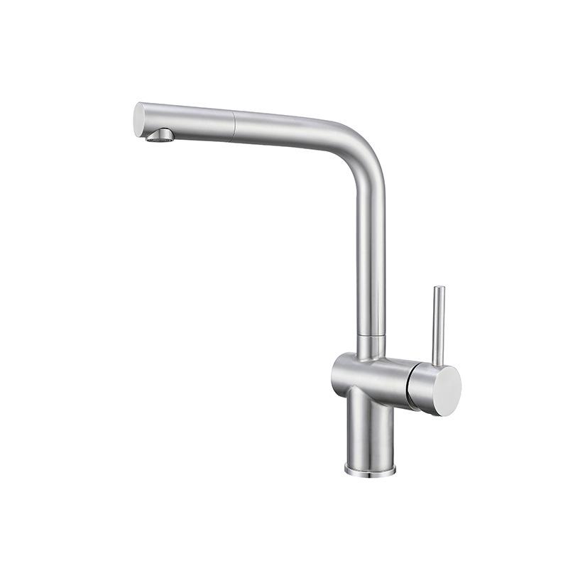 Nickel 304 Stainless Steel Kitchen Sink Faucet Single Hole Single Handle Rotatable Hot And Cold Mixed Water Wash Sink Tap