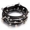 Metal Beads Charm Leather Bracelets for Women Crystal Chain Bohemian Multilayer Wrap Bracelet