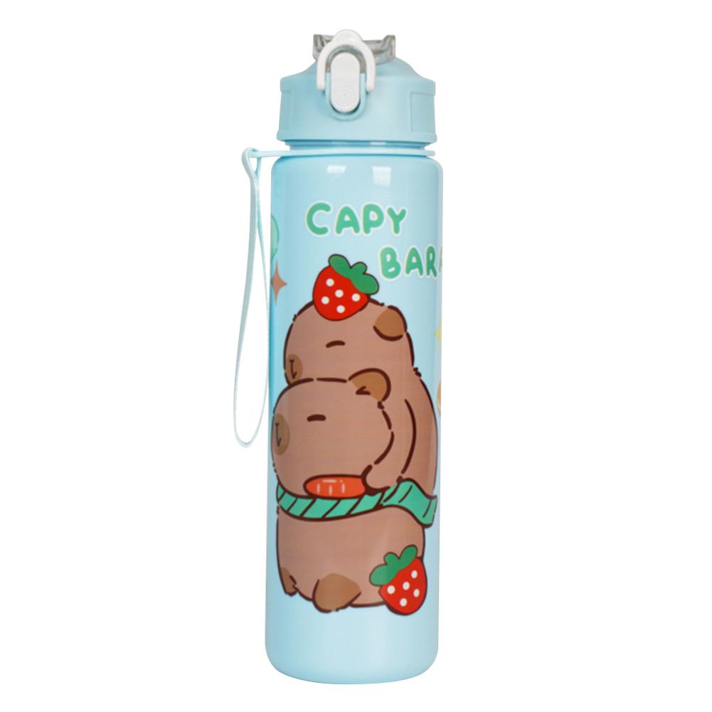 700ml Capybara Portable Drinking Bottle with Straw & Handle Kawaii Water Bottle Large Capacity for Boys Girls Daily Use